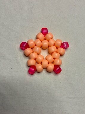 Peach And Hot Pink Kandi Star Pony Beads Trinket Handmade